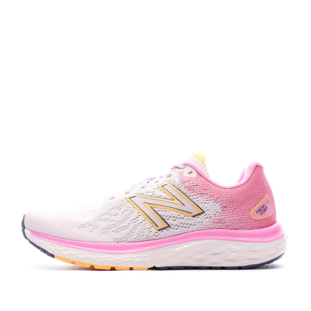 Chaussures de running Blanc/Rose Femme New Balance W680 pas cher