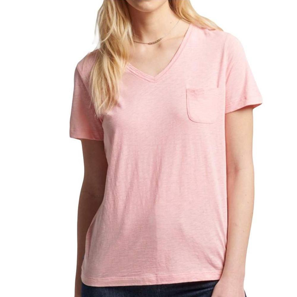 T-shirt Rose Femme Superdry Pocket V pas cher