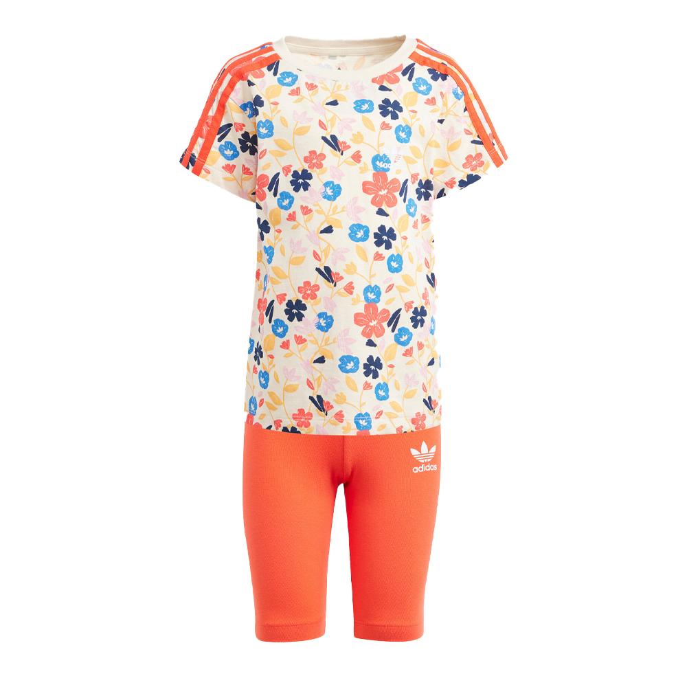 Ensemble survêtement orange Fille Adidas Cyc Short Tee S pas cher