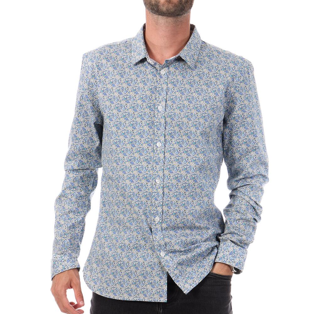 Chemise Bleu Fleuris Homme Teddy Smith Carton Strectch pas cher