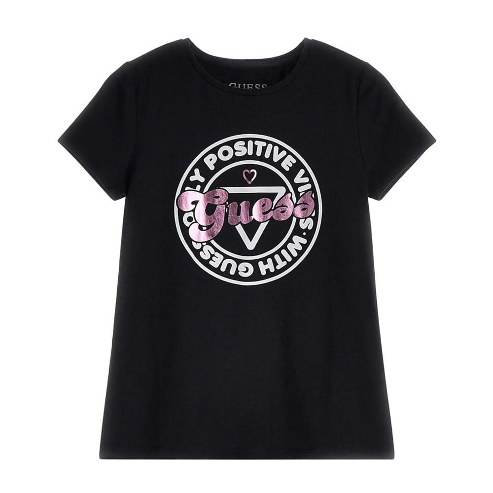 T-shirt Noir Fille Guess Frontal pas cher