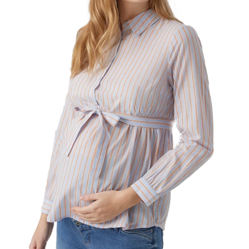 Blouse de Grossesse Bleu/Orange Femme Mamalicious Cabana pas cher