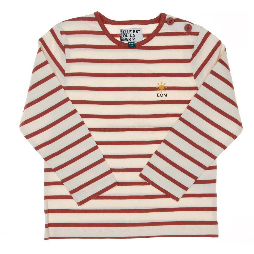 T-shirt Marinière Rose/Beige Enfant EOM Loris pas cher