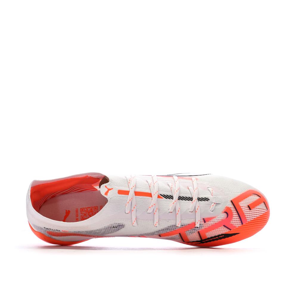 Chaussures de football Blanches/Orange Homme Puma Ultra 5 Ultimate vue 4
