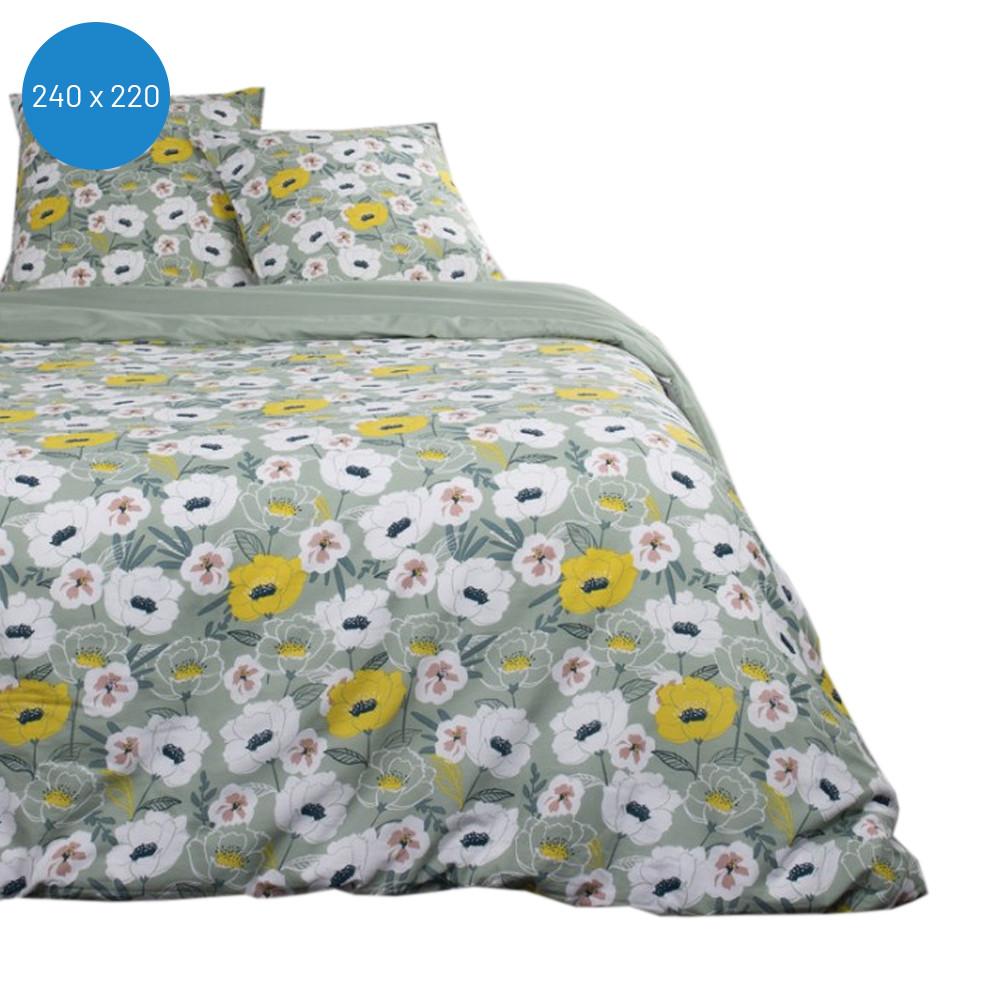 Parure de Lit Vert/Fleurs 240x220cm Today Coton 57 Fils Sunshine vue 2