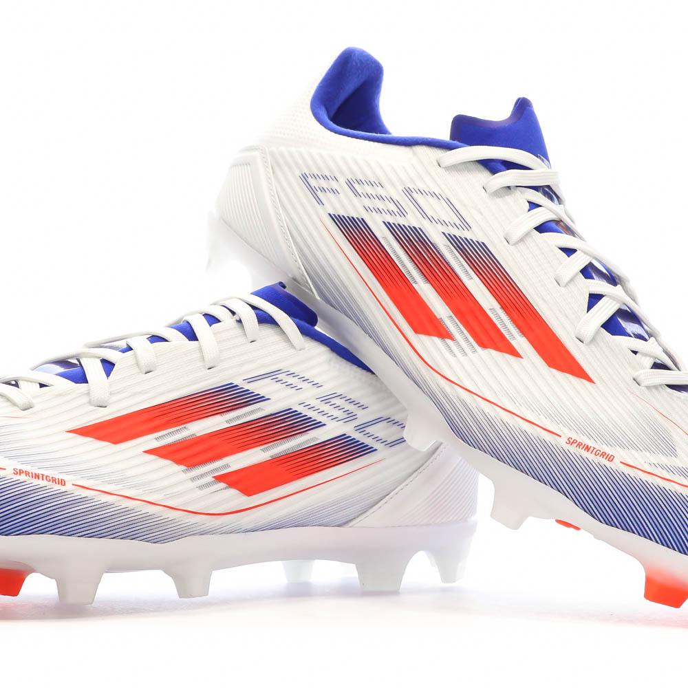 Chaussures de Foot Blanc/Bleu Adulte Adidas F50 League FG/MG vue 7