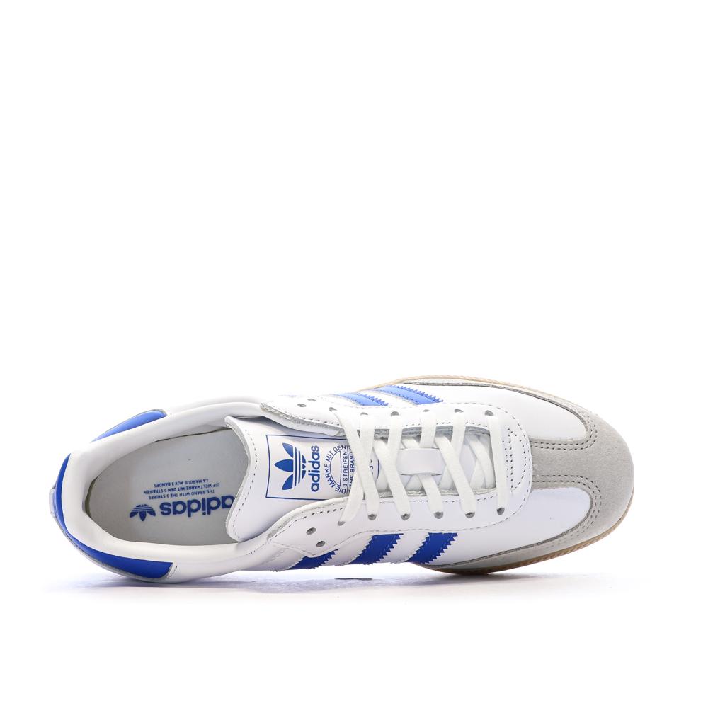 Baskets Blanches/Bleu Garçon/Fille Adidas Samba vue 4