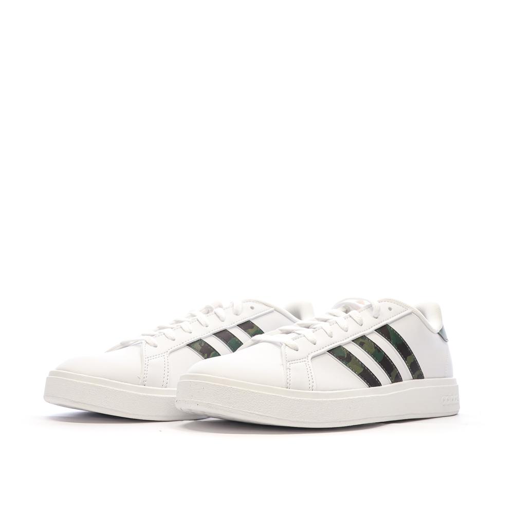 Baskets Blanches/Kaki Homme Adidas Grand Court Base 2.0 vue 6