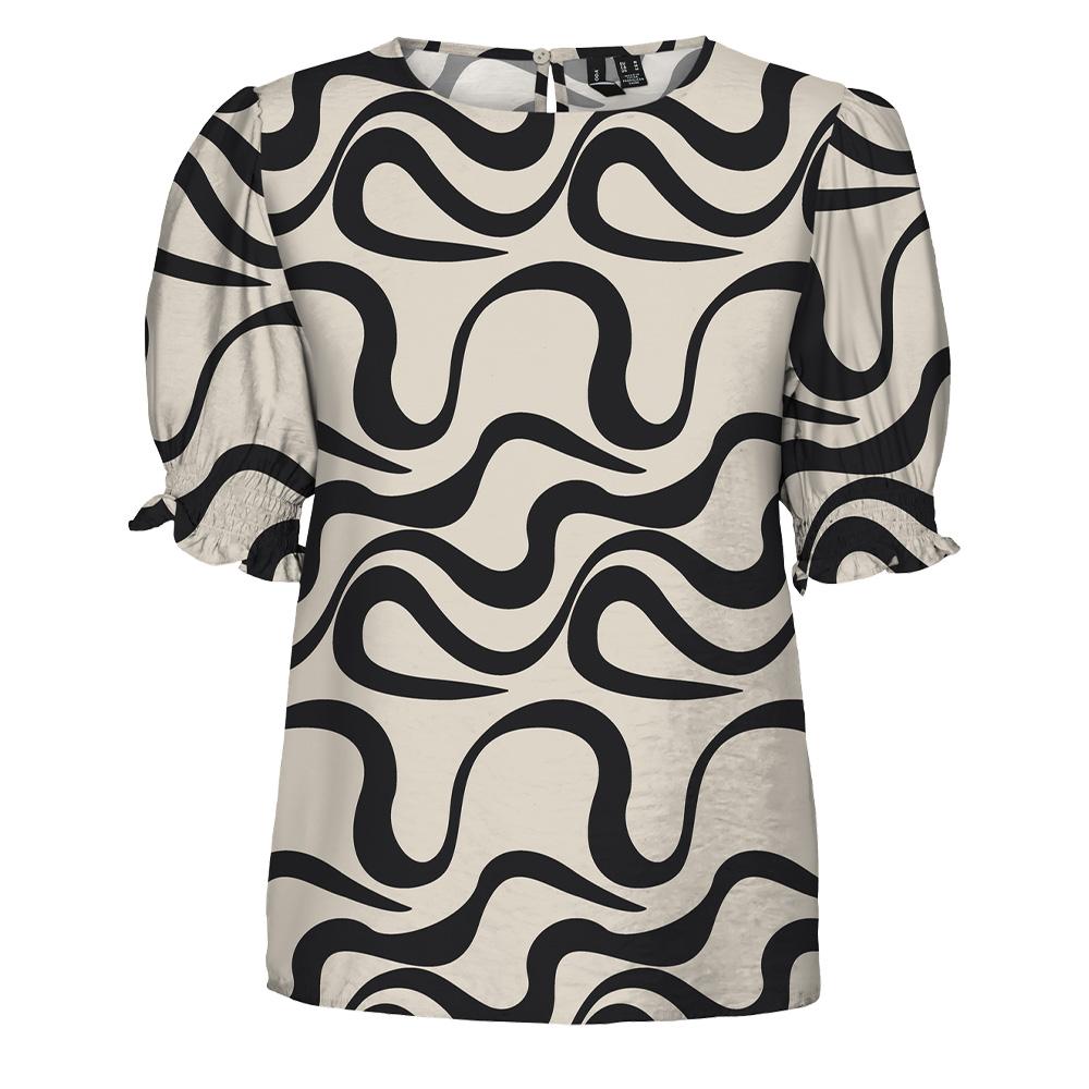 T-Shirt Beige/Noir Femme Vero Moda Mlea pas cher