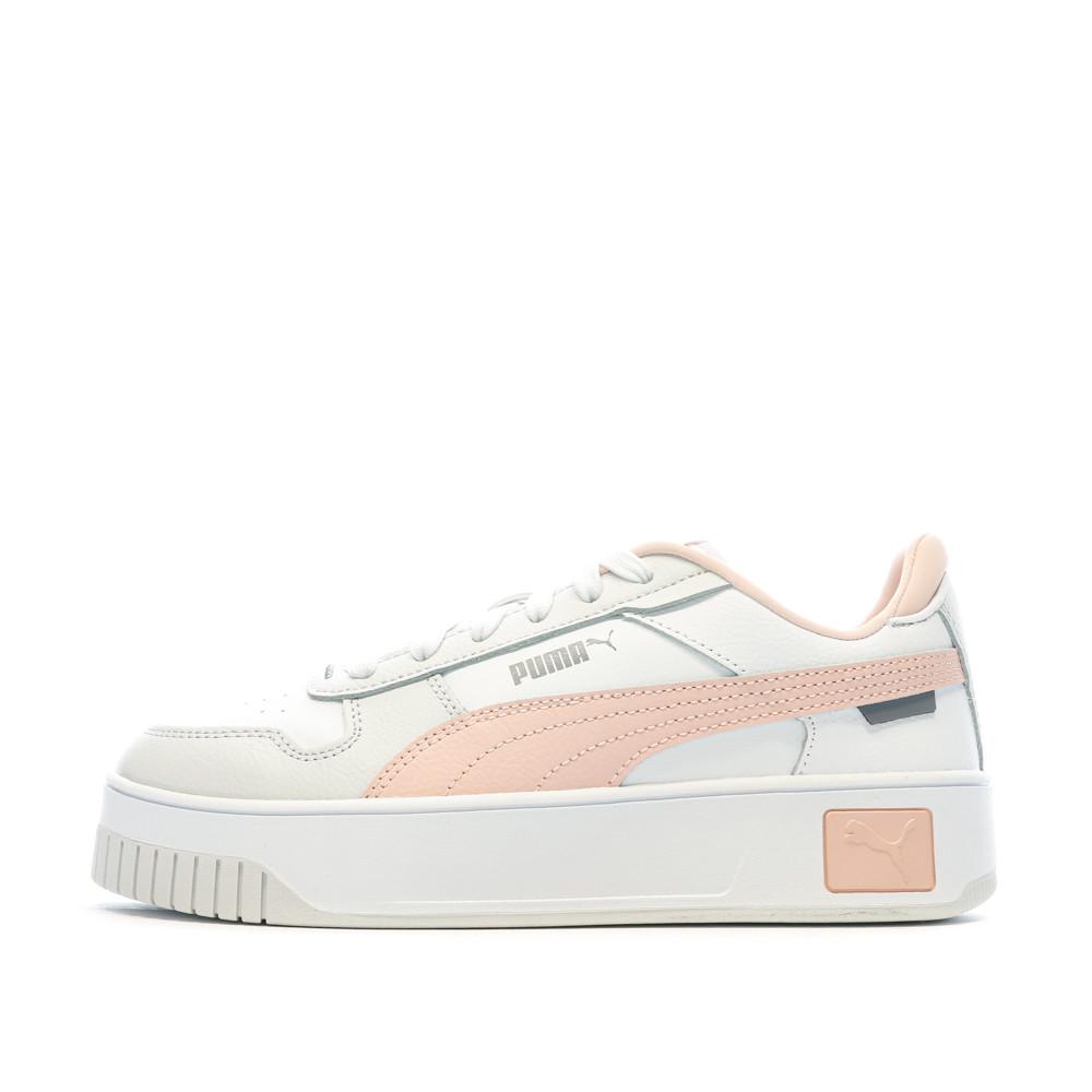 Baskets Blanc/Rose Femme Puma Carina Street pas cher
