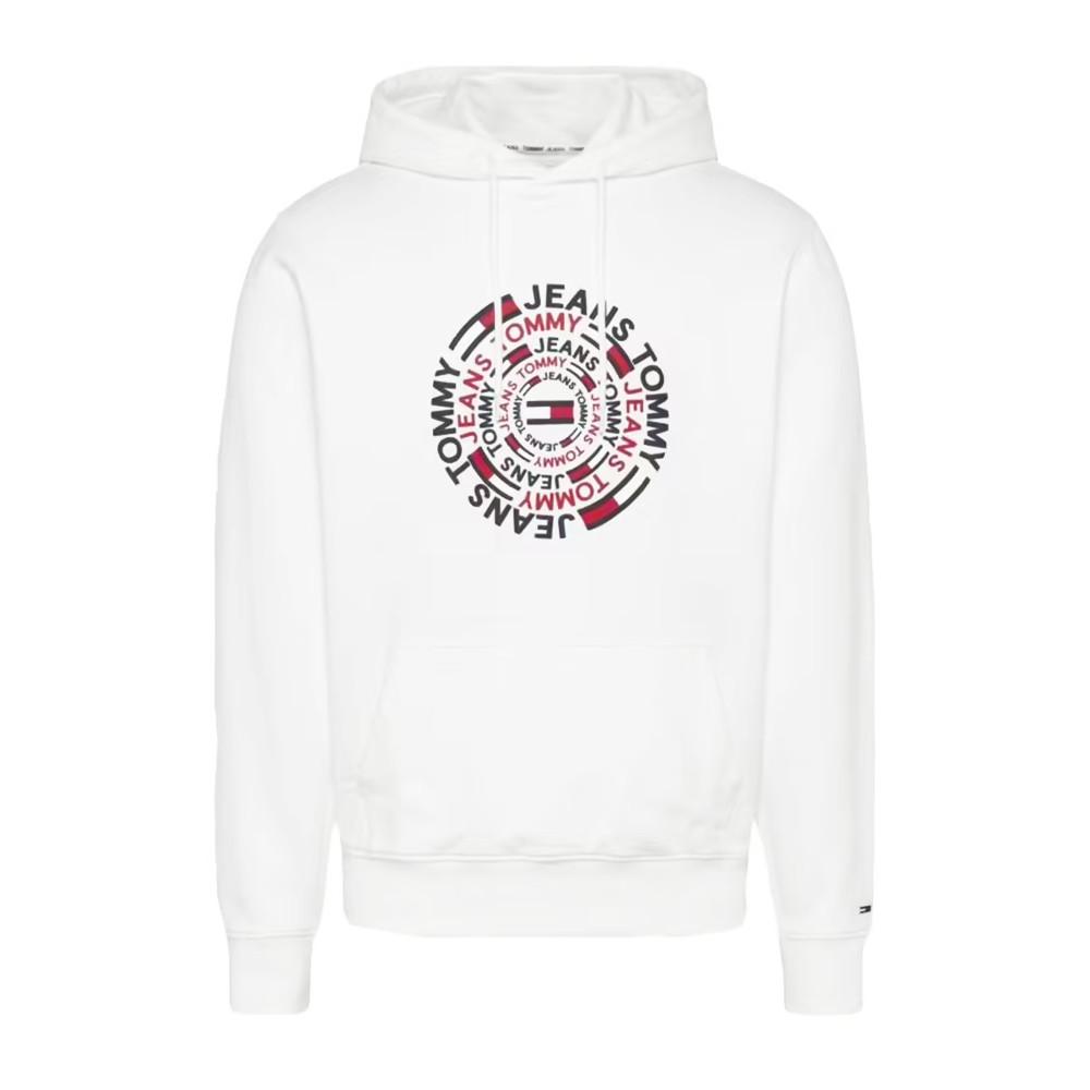 Sweat à capuche Blanc Homme Tommy Jeans Circular Graphic pas cher