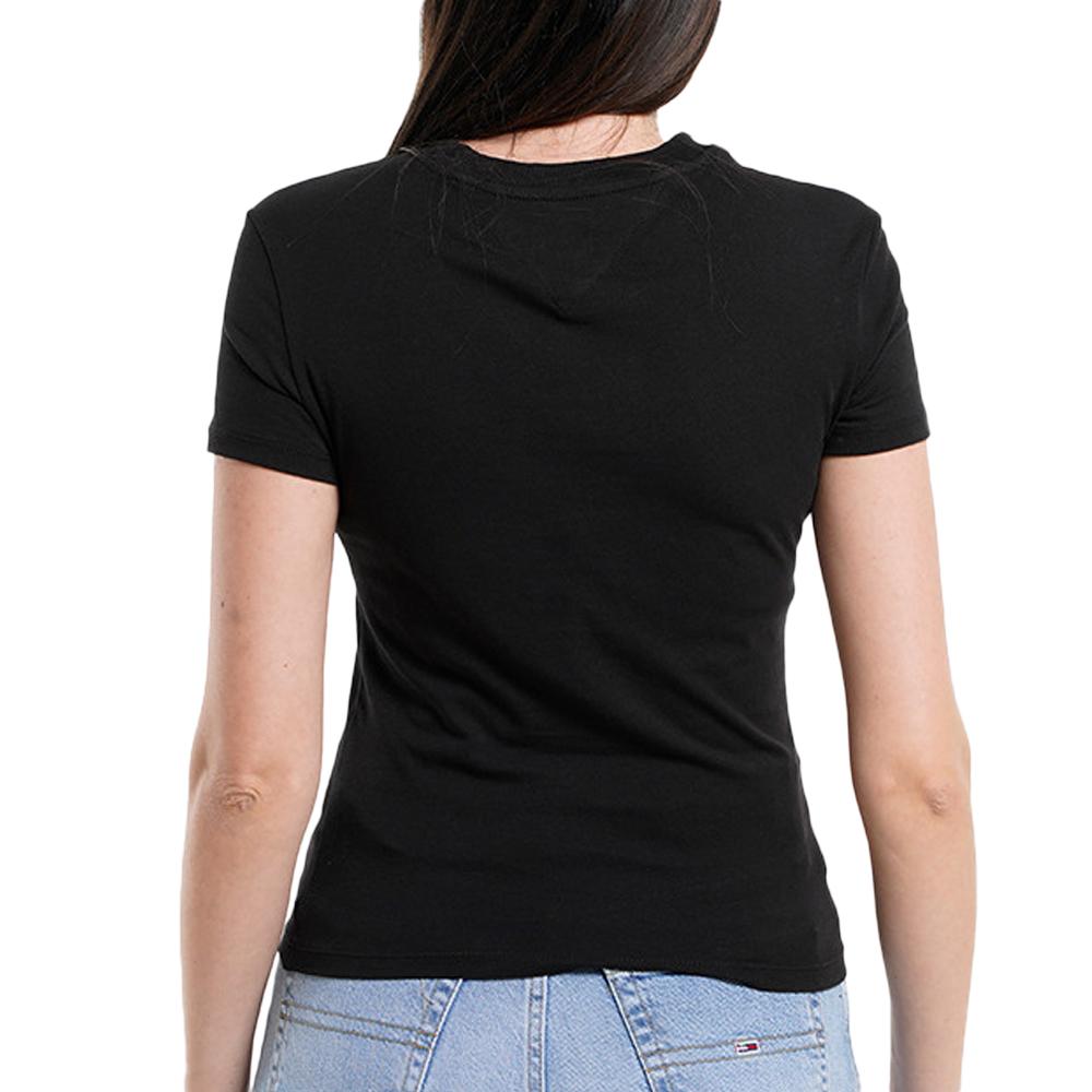 T-shirt Noir Femme Tommy Hilfiger Tjw Slim Tonal Linea vue 2
