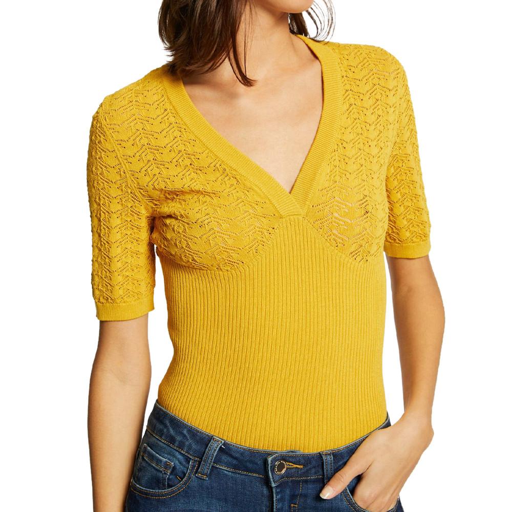 Top en Maille Jaune Femme Morgan Sting pas cher