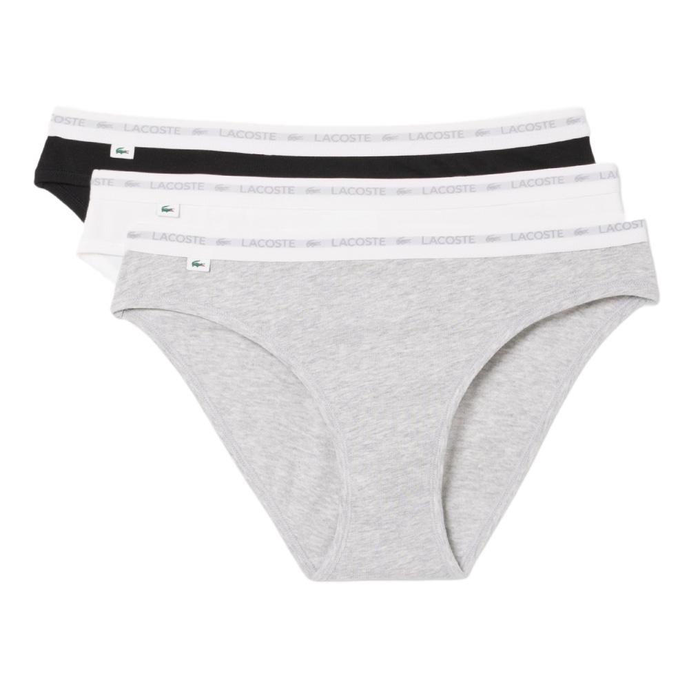 X3 Culottes Gris/Noir/Blanc Femme Lacoste coton stretch pas cher