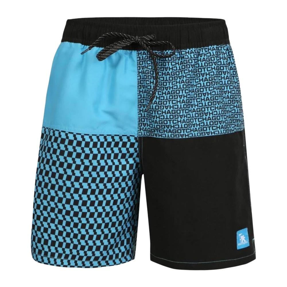 Short de bain Noir/Bleu Homme Gotcha Grid pas cher