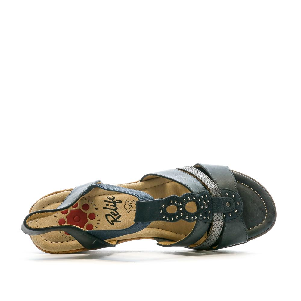 Sandales compensées Bleu Femme Relife Jinkat vue 4