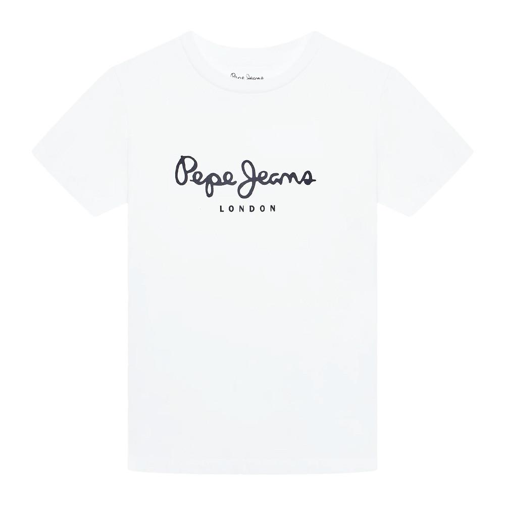 T-shirt Blanc Garçon Pepe jeans Art pas cher