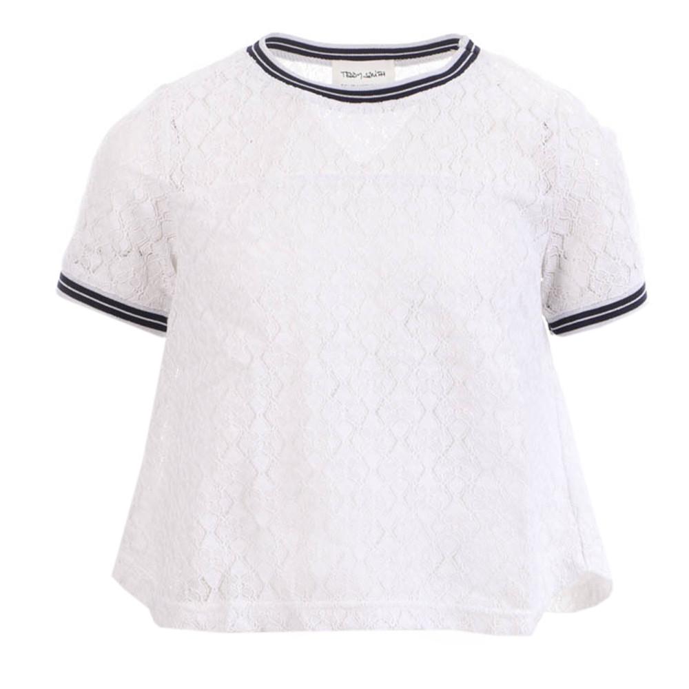 T-shirt en Dentelle Blanc Fille Teddy Smith Tibu pas cher