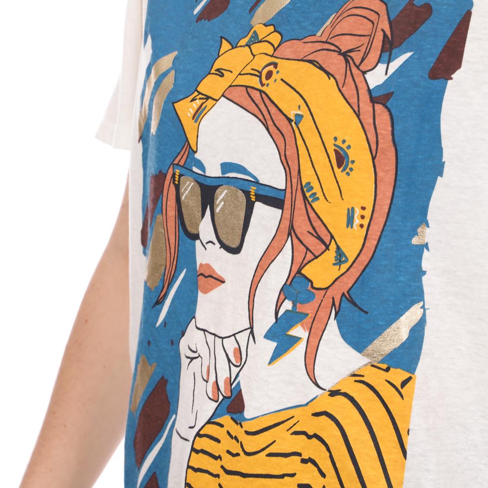 T-shirt Blanc Femme Teddy Smith Face vue 3
