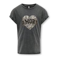 T-shirt Gris Fille Kids ONLY Life Amore pas cher