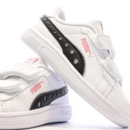 Baskets Blanches/Noires/Roses Fille Puma Smash 3.0 vue 7