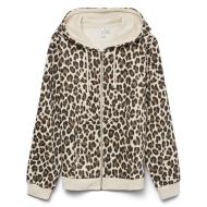 Sweat Zippé Léopard Beige Femme Vero Moda Clippa pas cher