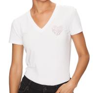 T-shirt Blanc Femme Guess Mini Heart pas cher