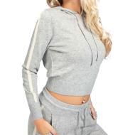 Pull Gris à capuche Femme Guess pas cher