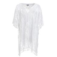 Robe Blanche Sur Maillot Femme Lagon Bleu Kaftan Dentelle pas cher