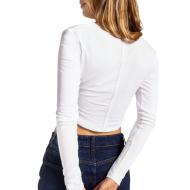 T-Shirt Manches Longues Blanc Femme Converse Wordmark Fashion vue 2