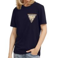 T-shirt Marine Homme Guess Puff pas cher