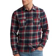 Chemise Carreaux Marine/Rouge Homme Petrol Industries Sleeve Check pas cher