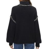 Pull en Maille Noir Femme Vero Moda Cream vue 2