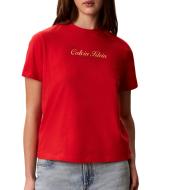 T-Shirt Rouge Femme Calvin Klein Jeans Classic Script pas cher