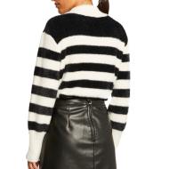 Pull à rayures Noir/Blanc Femme Morgan Mchoupi vue 2