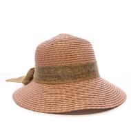 Chapeau de soleil en paille rose Via Lorenzo Pan Coupe Ocean vue 2