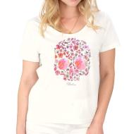 T-shirt Blanc Femme Deeluxe Floriskull