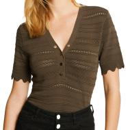 Pull Manches courtes Kaki Femme Morgan ISHI