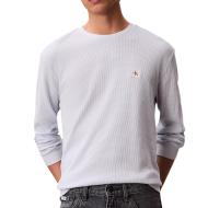 Sweat Blanc Homme Calvin Klein Jeans Waffle Badges pas cher