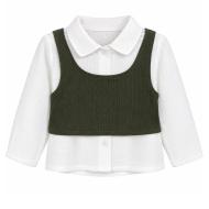 Blouse Blanc/Kaki Bébé Fille P'tit Mome Pauline pas cher