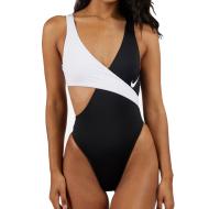 Maillot de bain 1 piece Noir/Blanc Femme Nike Crossover pas cher