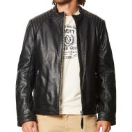 Veste en cuir Noire Homme Schott Jules pas cher