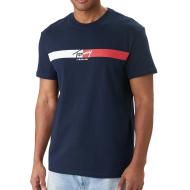 T-Shirt Marine Homme Tommy Hilfiger Tjm Reg Signature pas cher