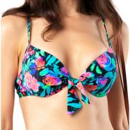 Haut de Bikini Imprimé à Fleurs Noir Femme Sun Project Push Up pas cher