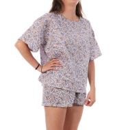 Damen-Pyjama Weiß/Rot/Blau Lulu Castagnette Blumen