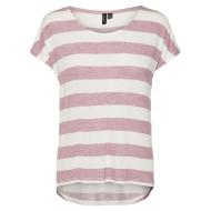 T-Shirt Rayure Rose/Blanc Femme Vero Moda Wide Stripe vue 3