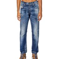 Jean Slim Fit Bleu Délavé Homme Diesel 2019 A03562 pas cher