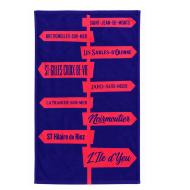 Serviette de plage Marine/Rouge 90x160 Vendee pas cher