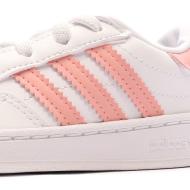 Baskets Blanche/Rose Fille Adidas Team Court vue 7