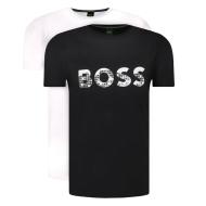 Lot de 2 t-shirts Noir/Blanc Homme Hugo Boss Imprimé pas cher